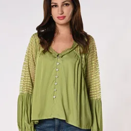 Iti Mandarin Collar Shirt Style Top image 3