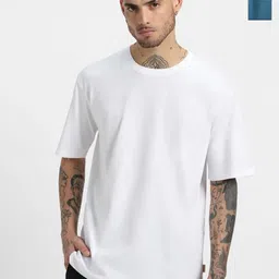 GLOWBERRY Men Pack of 2 Solid Round Neck Cotton Oversized T-shirts-picture-14