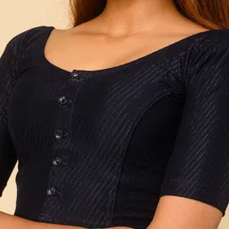 Bindigasm's Advi Women Cotton Dobby with Front opening Buttons Readymade Saree Blouse image 2