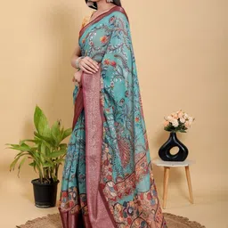 GOHILL ENTERPRISE Floral Pure Linen Handloom Saree image 3