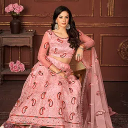 Warthy Ent Women Embroidered Semi-Stitched Lehenga & Unstitched Blouse With Dupatta image 5