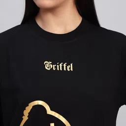 GRIFFEL Women Printed Pure Cotton Pockets T-shirt image 5