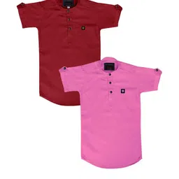 OJ TREND Kids-Boys Maroon Kurtas-picture-9