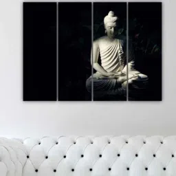 inephos Buddha White Wood Framed Spiritual Art Panel Set of 4-picture-28