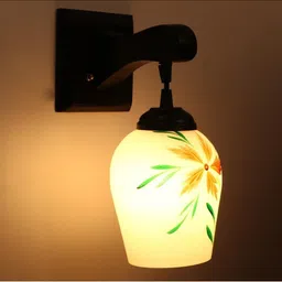 1ST TIME Green & Black Printed Wood Frustum Shaped Wall Lamp image 4