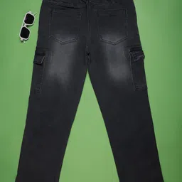 V-Mart Boys Regular Fit Mid-Rise Light Fade Stretchable Cargo Jeans image 2