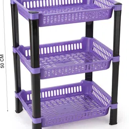 umax Premium Plastic Storage Rack, Ventilated Basket Stand, Multi-Layer Storage Shelf Plastic Kitchen Trolley image 4