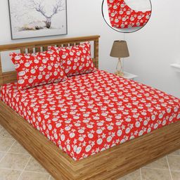 MORADO Red Cartoon Characters Printed Wool 210 TC Queen Bedsheet Set 1.82 m x 1. 98 m-picture-35