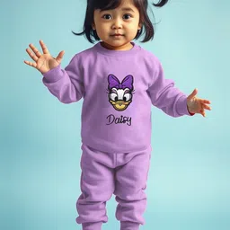 YK Disney Girls Daisy Embroidered Fleece Sweatshirt With Joggers image 1