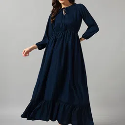 Krunal Raiyani Women Tie-Up Neck Fit & Flare Maxi Dress-picture-40