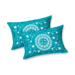 Colorish Turquoise Blue 104 TC King Bedsheet with 2 Pillow Covers image 2