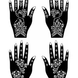 VOORKOMS Set Of 2 Mehndi Stencil Sticker Designs With Detailed Floral & Leaf-image-38