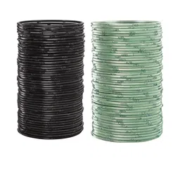 Guddan Set of 96 Black & Pista Metal Bangles-picture-14