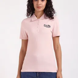 Tommy Hilfiger Women Typography Polo Collar Applique Slim Fit T-shirt-image-14