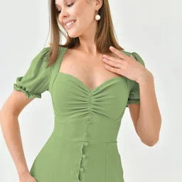 Sugathari Puff Sleeve A-Line Midi Dress image 5