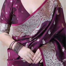 all about you Ethnic Motifs Woven Design Zari Banarasi Saree image 2