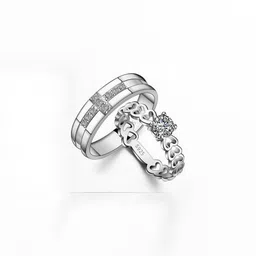 Teeragaj Set Of 2 Silver-Plated Cubic Zirconia Studded Adjustable Couple Finger Rings-image-9
