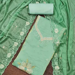 Peachmode Embroidered Art Silk Unstitched Dress Material image 4