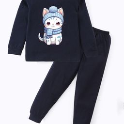BLUSHES Kids Printed Pure Cotton T-Shirt & Pyjamas Night Suits-picture-13