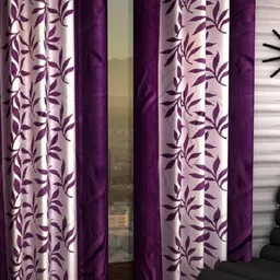BELLA TRUE Purple & White 2 Pieces Floral Printed Door Curtains-image-56