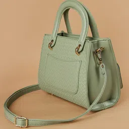 CODE by Lifestyle Women Textured Baguette Zip Detail Satchel Bag with Pouch image 4