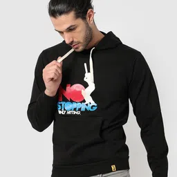 Campus Sutra Men Typography Printed Hooded Cotton Sweatshirt image 4