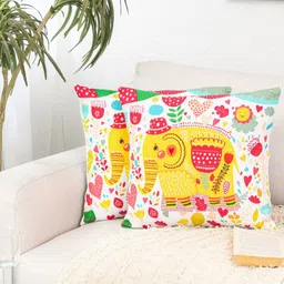 HOMPRIN White & Yellow Set of 2 Square Cushion Covers-picture-29