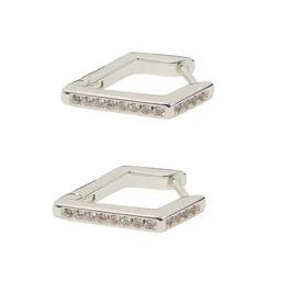 Accessorize Sterling Silver Plated Cubic Zirconia Studded Geometric Hoop Earrings image 4