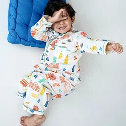 Tots n Weaves Kids Printed Pure Cotton Shirt With Pyjamas-picture-28