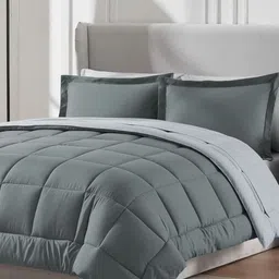 Furbo Grey Geometric Microfiber Mild Winter Double Bed Comforter-picture-23