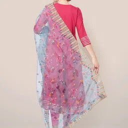 Dupatta Bazaar Floral Embroidered Organza Dupatta With Sequinned image 2