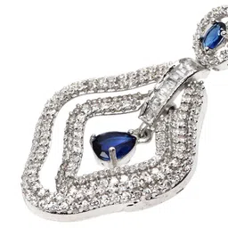 StileAdda Elegant Silver-Plated Diamond Shaped Cubic Zirconia Studded Drop Earrings image 5