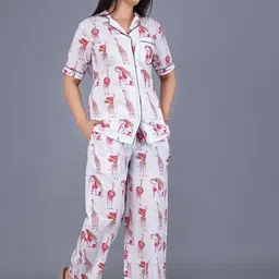 ao services Printed Pure Cotton Shirt & Trousers Night Suits-image-46