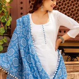 Women Basket Women Ethnic Motifs Regular Kurta with Trousers & With Dupatta image 3