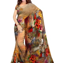 SHIVAM FABRICS Floral Poly Georgette Designer Saree image 1