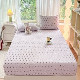 JC HOME Purple Graphic 140 TC Fitted Double King Bedsheet Set 1.80 m x 2 m-picture-49