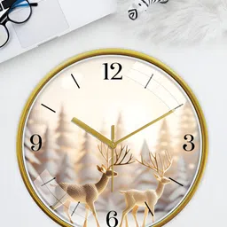 RANDOM Gold-Toned & White Printed Contemporary Wall Clock image 3