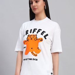 GRIFFEL Women Printed Pure Cotton Applique T-shirt-picture-45