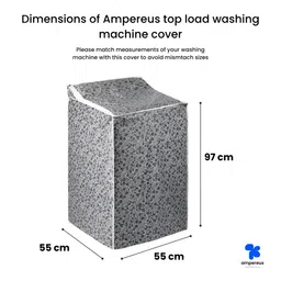 AMPEREUS Black & Grey Printed Automatic Top Load WashingMachineCover image 3
