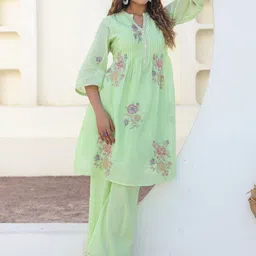 AARAAS Printed Pure Cotton Mandarin Collared Tunic With Palazzos Co-Ords image 4