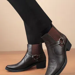 Bxxy Men Square Toe Block Heel Regular Boots-image-1