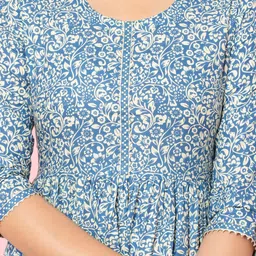 KIRNYA Floral Printed Fit & Flared Maxi Dress image 2