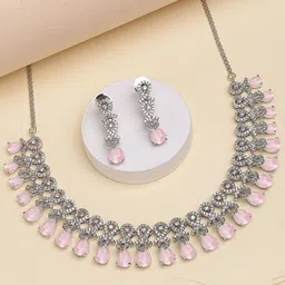 KARATCART Silver-Plated American Diamond Studded Jewellery Set-picture-30