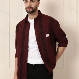 WROGN Men Comfort Tartan Checks Opaque Striped Casual Shirt-image-31