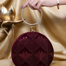 ARTKLIM Threadwork & Sequins Embroidered Box Clutch-picture-17
