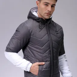 The Indian Garage Co Men Colourblocked Lightweight Puffer Jacket with Patchwork image 5