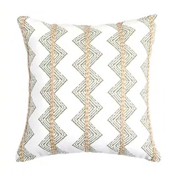 Ode & Cleo Green & White 3 Pieces Floral Printed Square Cushion Covers image 2