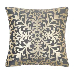 HOSTA HOMES Grey & Gold-Toned Set of 5 Ethnic Motifs Velvet Square Cushion Covers image 3