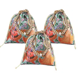 Kuber Industries 3 Pcs Potli Bag For Women & Girls Radha Krishna Printed Potli Clutch-picture-38
