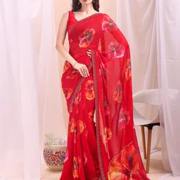 Leelavati Women Embellished Floral Pure Chiffon Saree-picture-42